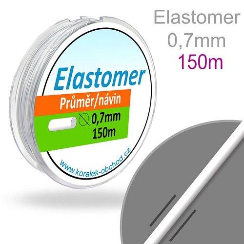 ELASTOMER (pruženka) pružná syntetická nit pr. 0,7mm. Barva Čirá. Balení 150m