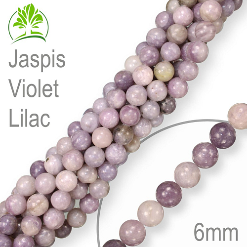 Korálky z minerálů Jaspis Violet Lilac. Velikost pr.6mm. Balení 12Ks.