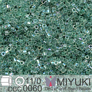 Korálky Miyuki Delica (fazetované) 11/0. Barva Lime Lined Crystal AB Cut DBC0060. Balení 5g.
