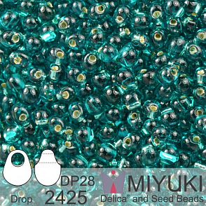 Korálky Miyuki Drop 2,8mm. Barva 2425 S/L Teal. Balení 5g