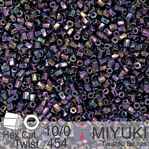 Korálky Miyuki Hex Cut Twisted Bugle 2,2x2,2mm. Barva 454 Metallic Dark Plum Iris. Balení 5g.