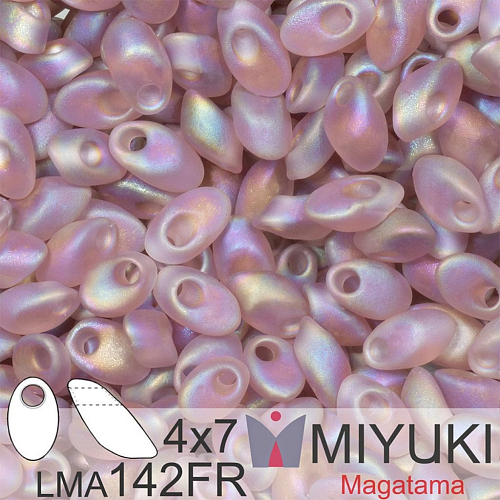 Korálky MIYUKI tvar Long MAGATAMA velikost 4x7mm. Barva LMA-142FR Transparent Smoky Amethyst. Balení 5g.