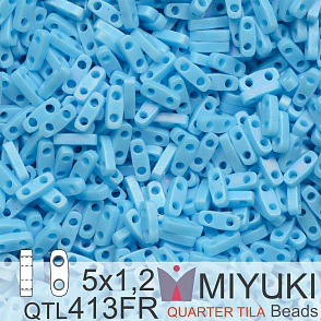 Korálky Miyuki QuarterTila. Barva Matte Opaque Turquoise Blue AB QTL 413FR Balení 3g