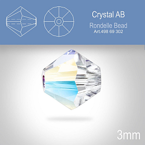 PRECIOSA Bicone (sluníčko) velikost 3mm. Barva CRYSTAL Aurore Boreale. Balení 40ks