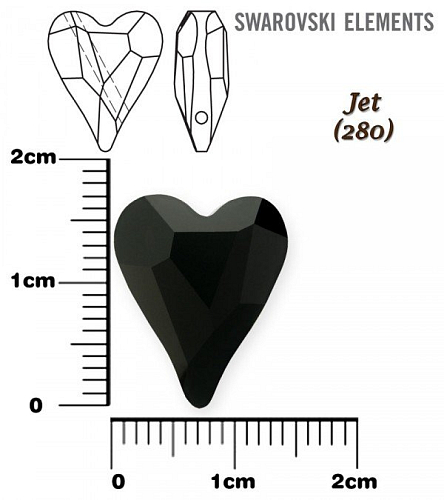 SWAROVSKI KORÁLKY 5743 Heart Bead barva JET velikost 17mm.