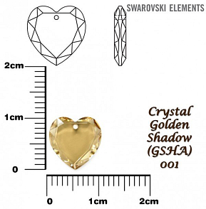 SWAROVSKI Heart Pendant barva  GOLDEN SHADOW velikost 10mm tl.2mm.