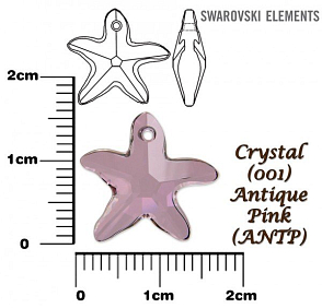 SWAROVSKI Starfish Pendant barva CRYSTAL ANTIQUE PINK velikost 16mm.