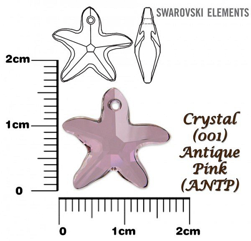 SWAROVSKI Starfish Pendant barva CRYSTAL ANTIQUE PINK velikost 16mm.