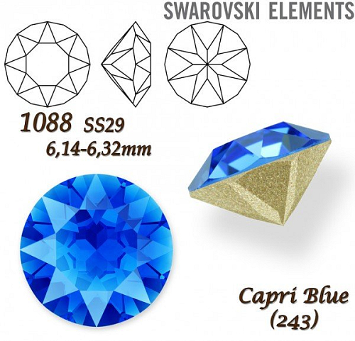 SWAROVSKI XIRIUS 1088 SS29 (6,14-6,32mm) barva CAPRI BLUE (243).