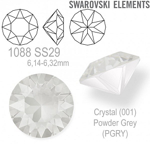 SWAROVSKI 1088 XIRIUS Chaton SS29 (6,14-6,32mm) barva Crystal (001) Powder Grey (PGRY). 