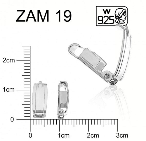 Zapínání ZAM 19. Materiál Ag925. Váha 0,83g.