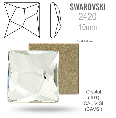 SWAROVSKI Asymmetric Square 2420 barva CRYSTAL CAL V SI velikost 10x10mm. 