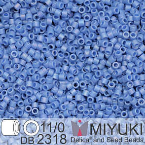 Korálky Miyuki Delica 11/0. Barva Matte Opaque Glazed Mermaid Blue AB DB2318. Balení 5g.