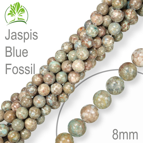 Korálky z minerálů Jaspis Blue Fossil Velikost pr.8mm. Balení 10Ks. 