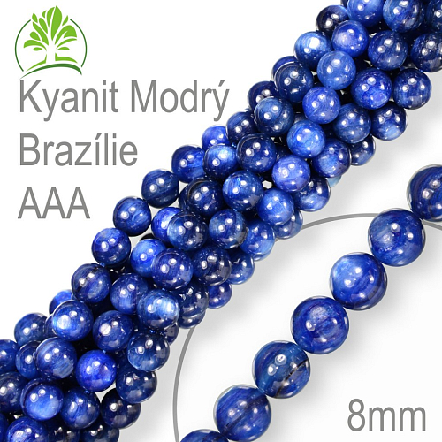 Korálky z minerálů Kyanit Modrý Brazílie AAA. Velikost pr.8mm. Balení 10Ks.