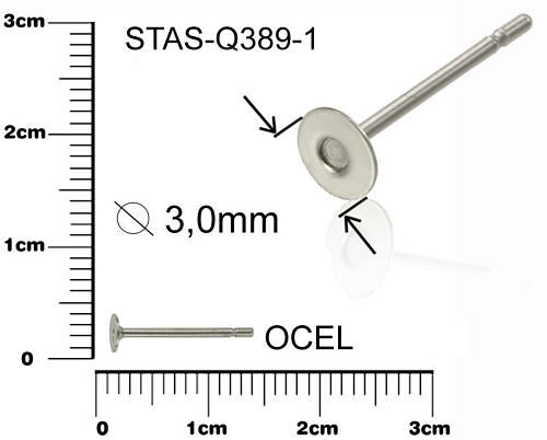 Puzeta s ploškou  3mm CHIRURGICKÁ OCEL ozn.-STAS-Q389 1