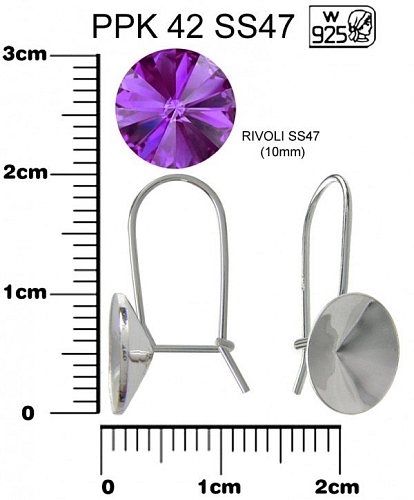 NÁUŠNICE na rivoli ozn. PPK 42 SS47. Materiál STŘÍBRO AG925.váha 0,57g.