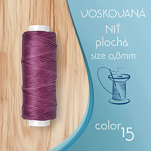 Voskovaná nit 0,8mm PLOCHÁ cívka 30m barva č.15 Fuchsia