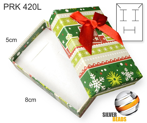 Krabička na šperky. Materiál papír+mašle . Ozn. PRK 420L. Barva Vánoční motiv.