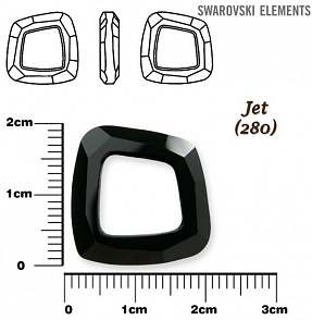 SWAROVSKI ELEMENTS Cosmic Square Ring barva JET (280) velikost 20mm.