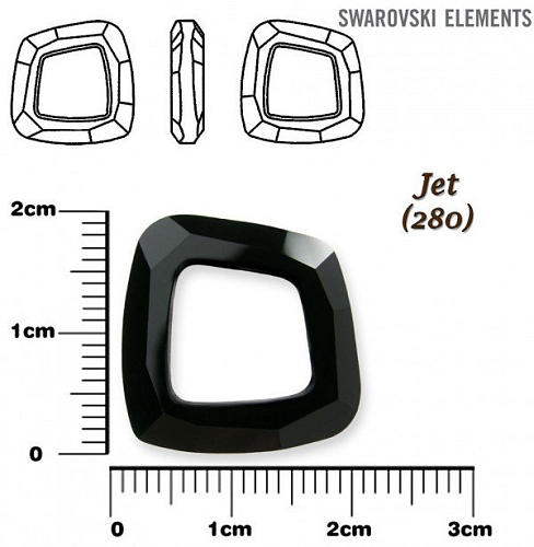 SWAROVSKI ELEMENTS Cosmic Square Ring barva JET (280) velikost 20mm.