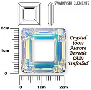 SWAROVSKI ELEMENTS Square Ring barva CRYSTAL (001) AURORE BOREALE (AB) velikost 20x20mm.