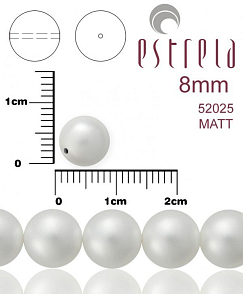 VOSKOVANÉ korále tvar kulatý. Velikost 8mm. Barva 52025  MATT (matná bílá). Balení 15ks na návleku.