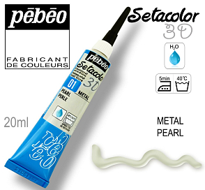 Kontura 3D SETACOLOR. Výrobce Pebeo. Barva 01 METAL PEARL.