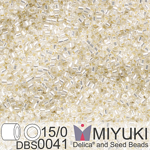 Korálky Miyuki Delica 15/0. Barva DBS 0041 Silverlined Crystal. Balení 2g.