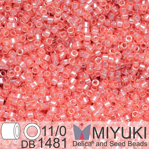 Korálky Miyuki Delica 11/0. Barva Transparent Salmon Luster DB1481. Balení 5g.