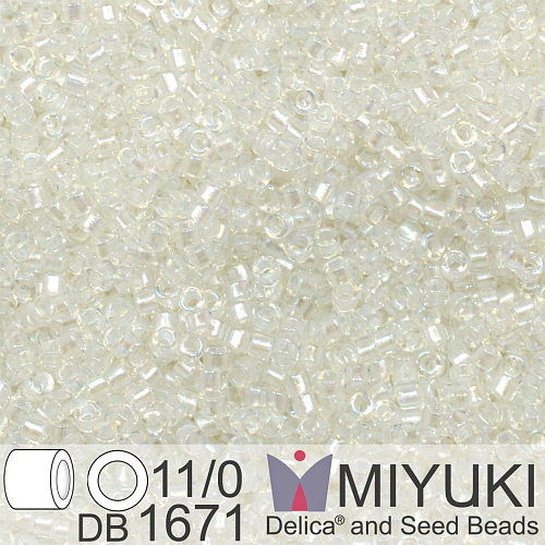 Korálky Miyuki Delica 11/0. Barva Pearl Lined Crystal AB DB1671. Balení 5g.