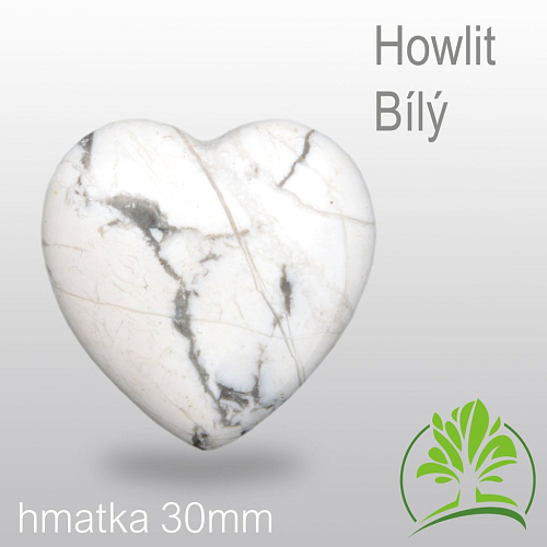Minerály HMATKY tvar Srdce velikost 30mm Howlit Bílý
