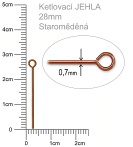 Ketlovací JEHLA  velikost 28mm. Barva staroměděná.