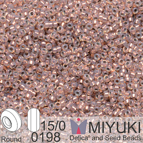 Korálky Miyuki Round 15/0. Barva 198 Copper Lined Opal. Balení 3g