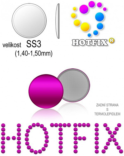 Kovové NAILHEAD HOTFIX nažehlovací polotovary. Velikost SS3 (1,40-1,50mm) Tl.0,6mm. Barva 014 PURPUROVÁ (lesklá ocelová). Balení 100Ks.