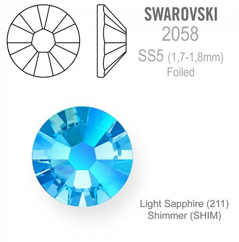 Swarovski 2058 XILION FOILED velikost SS5 barva Light Sapphire Shimmer 