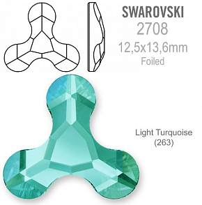 Swarovski 2708 Molecule FB Foiled velikost 12,5x13,6mm. Barva Light Turquoise 