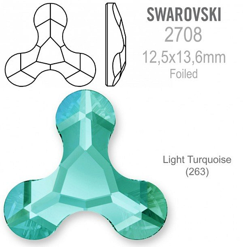 Swarovski 2708 Molecule FB Foiled velikost 12,5x13,6mm. Barva Light Turquoise 