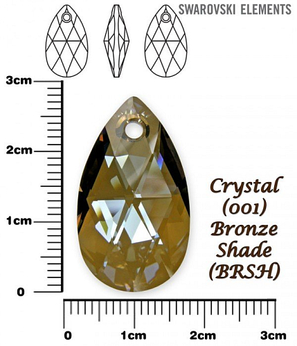SWAROVSKI Pear-Shaped 6106 barva CRYSTAL BRONZE SHADE velikost 28mm.