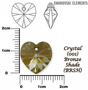 SWAROVSKI Heart Pendant barva CRYSTAL BRONZE SHADE velikost 14,4x14mm.