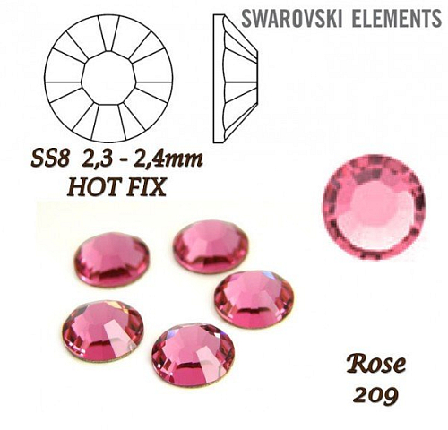 SWAROVSKI xilion rose HOT-FIX velikost SS8 barva ROSE 