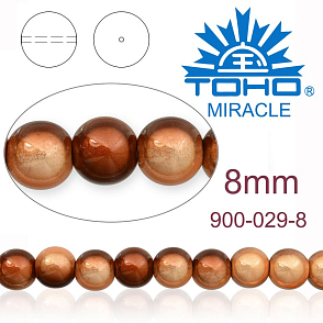 MIRACLE beads original Japan. Velikost 8mm. Barva 029 BRONZE PEACH TWO TONE. 