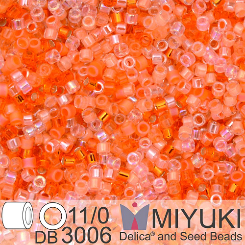 Korálky Miyuki Delica 11/0. Barva  Pink Grapefruit  Mix DB3006. Balení 5g
