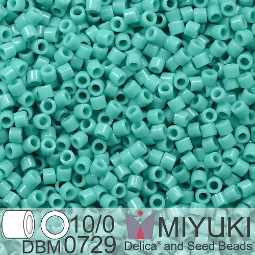 Korálky Miyuki Delica 10/0. Barva Op Turquoise Green DBM0729. Balení 5g.