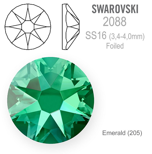 SWAROVSKI XIRIUS FOILED velikost SS16 barva EMERALD 