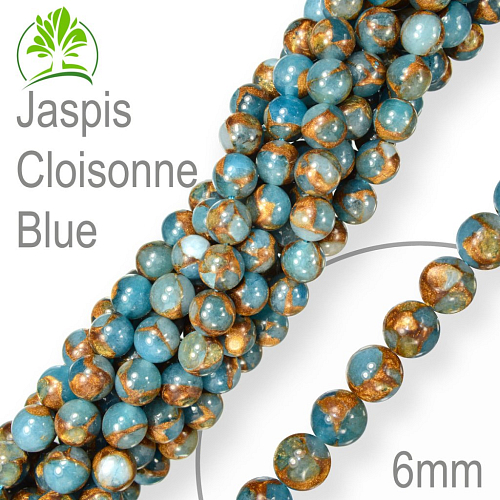Korálky z minerálů  Jaspis Cloisonne Blue Velikost pr.6mm. Balení 12Ks.