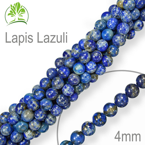 Korálky z minerálů  Lapis Lazuli. Velikost pr.4mm. Balení 18Ks.