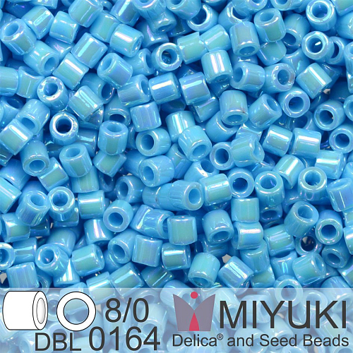 Korálky Miyuki Delica 8/0. Barva Op Turquoise Blue AB DBL0164. Balení 5g.