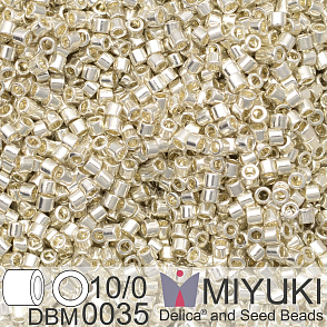 Korálky Miyuki Delica 10/0. Barva Galvanized Silver DBM0035. Balení 5g.