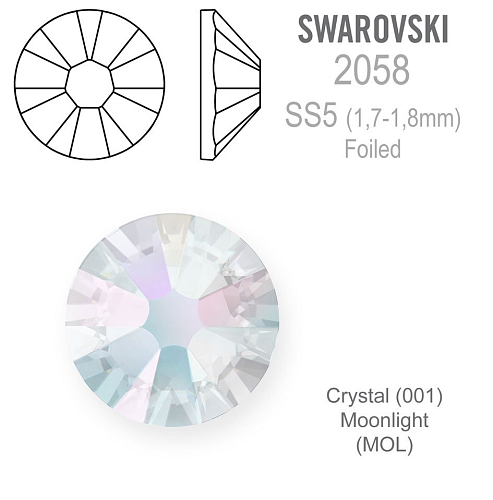 SWAROVSKI 2058 FOILED velikost SS5 barva MOONLIGHT